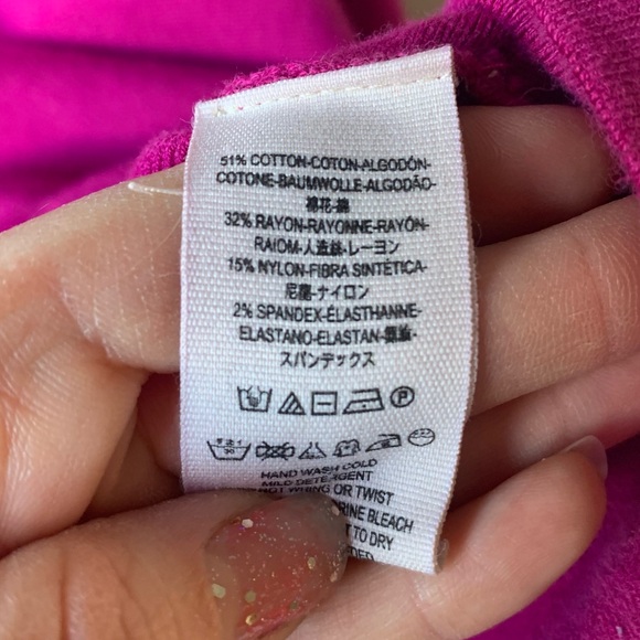 Free People off shoulder dolman zip sleeve sweater magenta - Picture 6 of 8